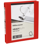 Office Depot Brand Heavy-Duty View 3-Ring Binder, 1in D-Rings, 49% Recycled, Red