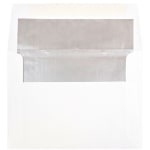 JAM Paper Foil-Lined Booklet Invitation Envelopes, A6, Gummed Seal, Silver/White, Pack Of 25