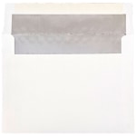 JAM Paper Foil-Lined Booklet Invitation Envelopes, A7, Gummed Seal, Silver/White, Pack Of 25