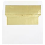 JAM Paper Foil-Lined Booklet Invitation Envelopes, A7, Gummed Seal, Gold/White, Pack Of 25