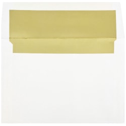 JAM Paper Booklet Invitation Envelopes, A8, Gummed Seal, Gold/White, Pack Of 25