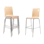 National Public Seating Bushwick Series Wood Cafe Chairs, Natural, Set Of 4 Chairs