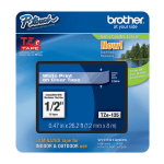 Brother P-touch TZe Laminated Tape Cartridges, 1/2inW, White, Clear