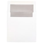 JAM Paper Foil-Lined Invitation Envelopes, 6in x 6in, Gummed Seal, Silver/White, Pack Of 25