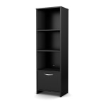 South Shore Step One 55inH 3-Shelf Bookcase, Pure Black