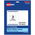 Avery Permanent Labels With Sure Feed, 94213-WMP250, Rectangle, 3in x 5in, White, Pack Of 750