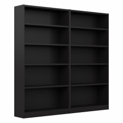 Bush Furniture Universal 72inH 5-Shelf Bookcases, Black, Set Of 2 Bookcases, Standard Delivery