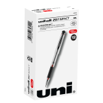 uni-ball 207 Impact Gel Pens, Bold Point, 1.0 mm, Red Gray Barrel, Red Ink, Pack Of 12