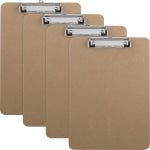 Business Source Flat Clip Hardboard Clipboard - Brown - 6 / Box