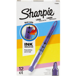 Sharpie Liquid Accent Pen-Style Highlighters, Fluorescent Purple, Box Of 12