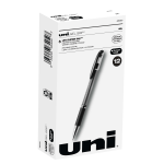 uni-ball Gel Grip Pens, Medium Point, 0.7 mm, Clear Barrel, Black Ink, Pack Of 12