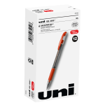 uni-ball Gel Grip Pens, Medium Point, 0.7 mm, Clear Barrel, Red Ink, Pack Of 12