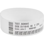 Zebra Z-Band Comfort HC100 Direct-Thermal Polypropylene Wristbands, 1in x 6in, White, 600 Per Roll, Case Of 6 Rolls