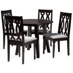 Baxton Studio Imogen Dining Set, 29-15/16inH x 35-7/16inW x 35-7/16inD, Gray/Dark Brown