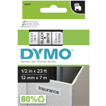 DYMO D1 45013 Black-On-White Tape, 0.5in x 23ft