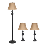 Lalia Home Valletta Metal Lamp Set, Tan/Restoration Bronze, Set Of 3 Lamps