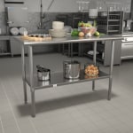 Flash Furniture Stainless Steel Prep And Work Table, 34-1/2inH x 48inW x 24inD, Silver