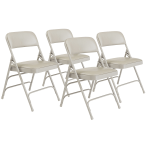 National Public Seating Vinyl Upholstered Triple Brace Folding Chairs, Gray, Pack Of 4