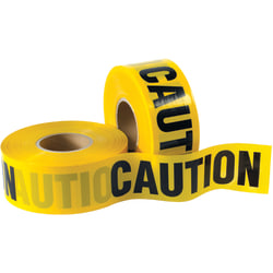 B O X Packaging Barricade Tape, Caution, 3in Core, 3in x 333 Yd., Black/Yellow, Case Of 4