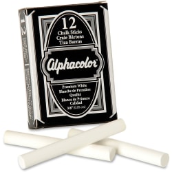 Alphacolor Chalk Sticks, Premium White, Box Of 12