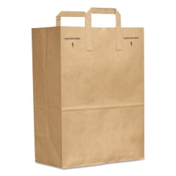 Duro Bag Novolex Paper Bags With Handles, 15 3/4inH x 12inW x 9inD, Kraft, Carton Of 200