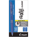 Pilot FriXion Ball Clicker Erasable Retractable Gel Pens, Pack of 12, Fine Point, 0.7 mm, Blue Barrel, Blue Ink