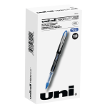 uni-ball Vision Elite Rollerball Pens, Ultra-Fine Point, 0.5 mm, Black Barrel, Blue Ink, Pack Of 12 Pens