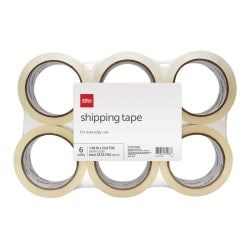 Office Depot Brand Shipping Packing Tape, 1.89in x 54.6 Yd., Clear, Pack Of 6 Rolls