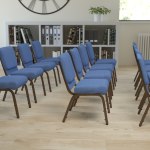 Flash Furniture HERCULES Series 21inW Stackable Church Chair, Blue/Goldvein