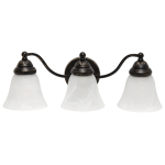 Lalia Home Essentix 3-Light Wall Mounted Curved Vanity Light Fixture, 7-1/2inW, Alabaster White/Oil Rubbed Bronze