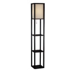 Adesso Wright Shelf Floor Lamp, 63in, Black/Natural