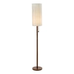 Adesso Hamptons Floor Lamp, 65inH, Beige Shade/Walnut Base