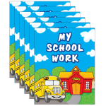 Teacher Created Resources My School Work Pocket Folders, 8-1/2in x 11in, Multicolor, Pack Of 6 Folders