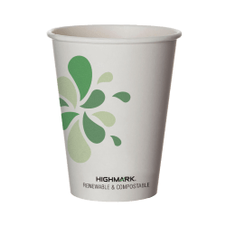 Highmark ECO Compostable Hot Coffee Cups, 12 Oz, White, Pack Of 50