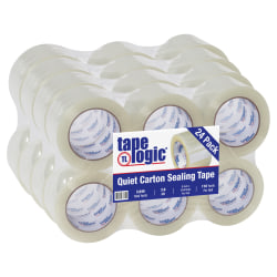 Tape Logic Quiet Carton-Sealing Tape, 3in Core, 2.6-Mil, 3in x 110 Yd., Clear, Pack Of 24