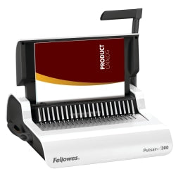 Fellowes Pulsar 300 Manual Comb Binding Machine, 300 Sheet Capacity, 5.1inH x 18.1inW x 15.4inD, White