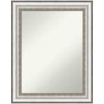 Amanti Art Non-Beveled Rectangle Framed Bathroom Wall Mirror, 29-1/4in x 23-1/4in, Salon Silver