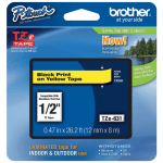 Brother TZe-631 Black-On-Yellow Tape, 0.5in x 26.2ft