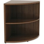 Lorell Essentials Series 30inH 2-Shelf Corner Bookcase, Walnut