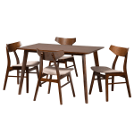 Baxton Studio Lois Dining Set, 29-1/2inH x 47-1/4inW x 29-1/2inD, Light Beige/Walnut Brown