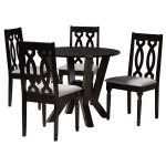 Baxton Studio Anise Dining Set, 29-15/16inH x 35-7/16inW x 35-7/16inD, Gray/Dark Brown