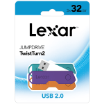 Lexar JumpDrive TwistTurn2 USB 2.0 Flash Drives, 32GB, Pack Of 3 Flash Drives, LJDTT2-32GABNA3