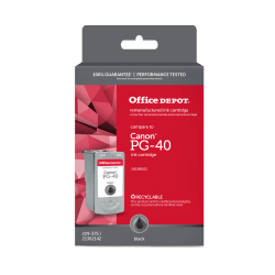 Office Depot Brand Remanufactured Black Ink Cartridge Replacement For Canon PG-40, ODPG40