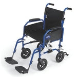 Medline Hybrid 2 Transport Wheelchair, 16in Seat, Blue