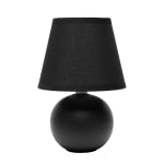 Creekwood Home Nauru Petite Ceramic Orb Table Lamp, 8-5/8inH, Black Shade/Black Base