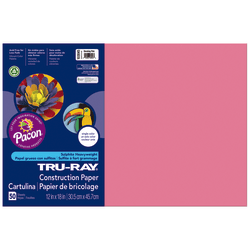 Tru-Ray Construction Paper, 50% Recycled, 18in x 24in, Pink, Pack Of 50