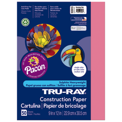 Tru-Ray Construction Paper, 50% Recycled, 12in x 18in, Shocking Pink, Pack Of 50