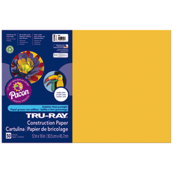 Tru-Ray Construction Paper, 50% Recycled, 12in x 18in, Gold, Pack Of 50