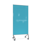 Ghent Pointe Non-Magnetic Dry-Erase Glassboard, 76-1/2in x 36-3/16in, Blue, Silver Metal Frame