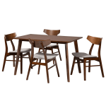 Baxton Studio Lois Dining Set, 29-1/2inH x 47-1/4inW x 29-7/16inD, Light Gray/Walnut Brown